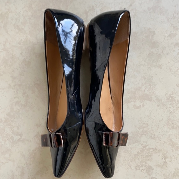 J.Crew Amelia Leather Black Tortoise Flats Bow - Picture 2 of 10